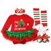 Baby Girls Infant Christmas Outfit Romper Tutu Skirts Headband 4PCS/Set