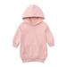 Toddler Girls Hoodies Pullover Sweatshirt Children Solid Plus Babies Hooded Color Dress Top Coat Girls Hoodies Tops Pink 12 Months-24 Months