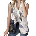 Cropped Denim Jacket for Women Short Sleeve Denim Jacket for Women Petite Size Women Elegant Floral Printed Pocket Sleeveless Single Button Casual Suit Vest Jacket