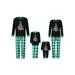 Family Matching Christmas Pajamas Letter Leaf Print Long-Sleeved Round Neck Tops + Plaid Pattern Trousers Sleepwear Outfits