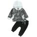 Kids Baby Boy 2pcs Outfits Halloween Skeleton Print Hoodie Sweatshirt and Pants Suit for Toddler Fall Clothes