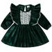 Newborn Baby Girl Dress Long Sleeve Lace Patchwork Corduroy Dress A-line Dress for Daily Party