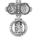 2 Pieces St Christopher Medal for Car Our Lady of The Highway Visor Clip for Car Round Saint St Christopher Visor Clip for Protection While Driving Auto Sun Visor Accessories
