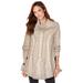 Plus Size Women's Cowl Neck Cable Pullover by Roaman's in Ivory New Khaki (Size L)