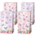 24 Pack Butterfly Gift Bags Butterfly Party Favor Bags Butterflies and Flowers Kraft Bags Medium Butterfly Candy Treat Bags for Kids Birthday Goodie Baby Shower Butterfly Themed Party Supplies