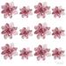 24 Pieces Christmas Glitter Artificial Flowers Christmas Flowers Decorations Wedding Xmas Tree New Year Ornaments - Pink