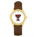 Men's Gold Texas Tech Red Raiders Brown Leather Wristwatch