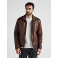 Bikerjacke JCC "31020351", Herren, Gr. 52, braun (cognac), Obermaterial: 100% Lammleder; Innenmaterial: 90% Baumwolle, 10% Polyester; Ärmelfutter: 100% Polyester, mit Knopf, Jacken