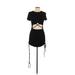 Shein Casual Dress - Bodycon Crew Neck Short sleeves: Black Solid Dresses - Women's Size Large