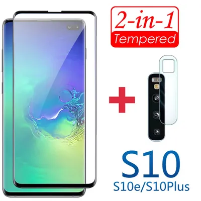 S10plus Displayschutzfolie 2in1 für Samsung Galaxy S10e gehärtetes Glas S 10 E Plus 10e 10S 10Plus