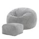 Pouf avec repose-pied velours côtelé gris aube