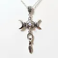 Triple Moon Necklace Triple Goddess Wiccan Jewelry Witch Necklace Witchcraft Jewelry Pagan