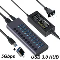 10 Ports USB 3.0 HUB Charging 5Gbps Data Transfer External Splitter Docking Station Power 60W LED