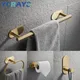 YCRAYS No Drilling Gold Bathroom Accessories Sets Toilet Tissue Roll Paper Holder Towel Rack Bar