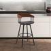 Athena Wood and Metal Upholstered Bar or Counter Swivel Stool