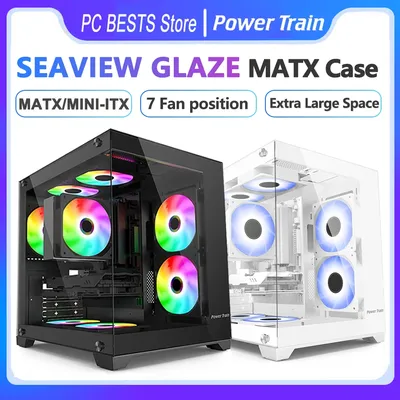Power Train Seaview Glaze MATX Case côté gardien transparent sans chaux support 240