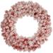 Pre-Lit Flocked Red Artificial Christmas Wreath Clear Lights