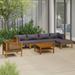 Irfora 7 Piece Patio Set with Cushion Solid Acacia Wood