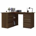 Keketa L-Shaped Corner Desk, Writing Desks with Bookshelf and Drawer, Computer Desk Writing Table, Workstation Study Working Desk for Home Office Brown Oak 145x100x76 cm Engineered Wood