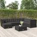 vidaXL 7 Piece Patio Lounge Set with Cushions Black Poly Rattan