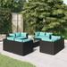 Irfora 9 Piece Patio Set with Cushions Poly Rattan Black