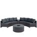 6-Pieces Sectional Half Round Patio Rattan Sofa Set with One Storage Side Table for Umbrella and One Multifunctional Round Table