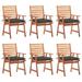 Irfora Patio Dining Chairs 6 pcs with Cushions Solid Acacia Wood