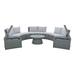 10-Piece Outdoor Sectional Half Round Patio Rattan Sofa Set, PE Wicker Conversation Furniture Set