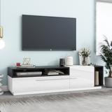 TV Stand UV High-Gloss Entertainment Center Chic TV Cabinet Media Console with Silver Handles Spacious Storage Space