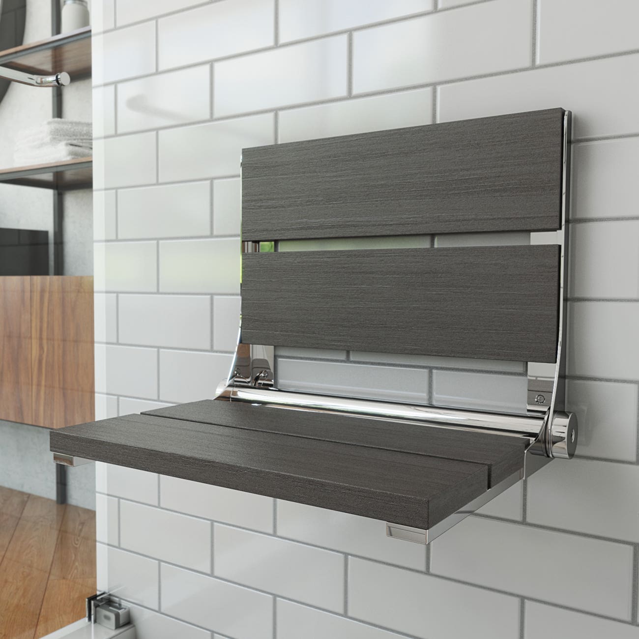 HEALTH @ HOME Premium Driftwood Fold Up Seat 1S1816DRIFTWOOD