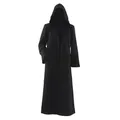 Costume de sorcier à capuche pour adultes et enfants chemise longue robe noire Halloween Everak