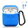 AirPods Case Cover Silicone Protective Case and Skin for AirPods Charging Case with AirPods Anti-Lost Strap/AirPods Hooks [Buy 1 Get 5 Accessories] (Blue)