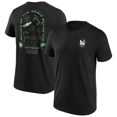 LA 2028 T-Shirt mit Court-Grafik vorne und hinten – Schwarz Image