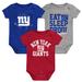 Newborn & Infant Royal/Red/Heather Gray New York Giants Three-Pack Eat, Sleep Drool Retro Bodysuit Set