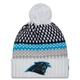 Women's New Era White Carolina Panthers 2023 Sideline Cuffed Knit Hat with Pom