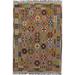 Brown 115 x 80 x 0.25 in Area Rug - Isabelline Geometric Handmade Rectangle 9'7" x 6'8" Wool/Area Rug in Rust/Green/ | Wayfair