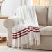 Rosecliff Heights Carinne Woven Throw Blanket Polyester/Plastic/Acrylic/Wool in Gray/Blue/White | 60 H x 50 W in | Wayfair