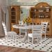 Vintage 5-Piece Dining Table Set with Round Wood Extendable Dining Table and Ladder Back Upholstered Chairs for Diningroom