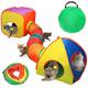 Mfsdai 3 in 1 Cat Toy with Cat Tunnel Cat Cube Cat Tent, Foldable Pop Up Cat Tunnel Cat Interactive Maze Toy with Storage Bag for Cats/Puppy/Rabbits