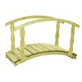 vidaXL Solid Wood Pine B-Stock Garden Bridge Outdoor Decorative Wooden Footbridge Lawn Pond Walkway Foot Bridge 170x74x105 cm Impregnated