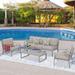 4-Pieces Deap Seating Patio Set, All-Weather Aluminum with Beige Cushions