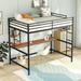 Metal Loft Bed with Desk and Shelves, Modern Style, Full Size