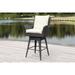 SAFAVIEH 26.8 -inch Outdoor Living Hayes Black/ Beige Wicker Swivel Armed Barstool - 23.6"x22.8"x43.3"