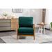 Wood Frame Armchair Removable Cushion Accent Chair Modern Lounge Chair with Rattan Arm for Living Room Velvet Arm Chairs, Green