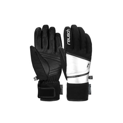 Skihandschuhe REUSCH "Tessa STORMBLOXX™", Damen, Gr. 7,5, silber (schwarz, silberfarben), 65% Polyester, 30% Ziegenleder, 5% Elasthan, mehrfarbig, feminin, Handschuhe, aus wasserdichtem und atmungsaktivem Material Image