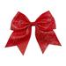 Xansema Women Girls Kids Teens Large Hair Bows Elastic Hair Tie Glitter Cheerleader Decor Accessories Bow Ponytail Holder Hair Band (A-Red)