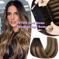 Hidden Secret Clip in Extensions Real Hair Wire in Weft One Piece THICK Human Hair Extensions Headband With 4 Clips Adjustable Balayage #2T2P6 12 -22