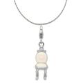 Carat in Karats Sterling Silver Polished Finish Rhodium-Plated 3-D Enameled Vanity Chair Charm With Fancy Lobster Clasp Pendant (32mm x 9mm) With Sterling Silver Rope Chain Necklace 16