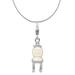 Carat in Karats Sterling Silver Polished Finish Rhodium-Plated 3-D Enameled Vanity Chair Charm With Fancy Lobster Clasp Pendant (32mm x 9mm) With Sterling Silver Rope Chain Necklace 16