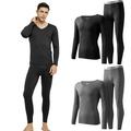 Htwon Mens Thermal Underwear Set Ultra Soft Microfiber Thermal Underwear for Men Long Johns Sets (Black 4XL)